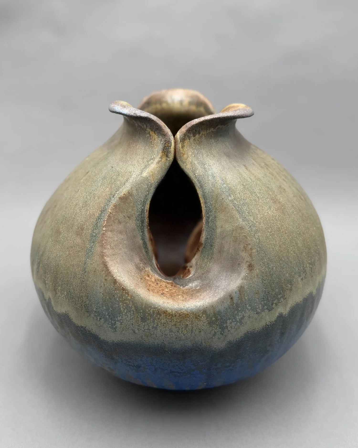 Green flower form vase